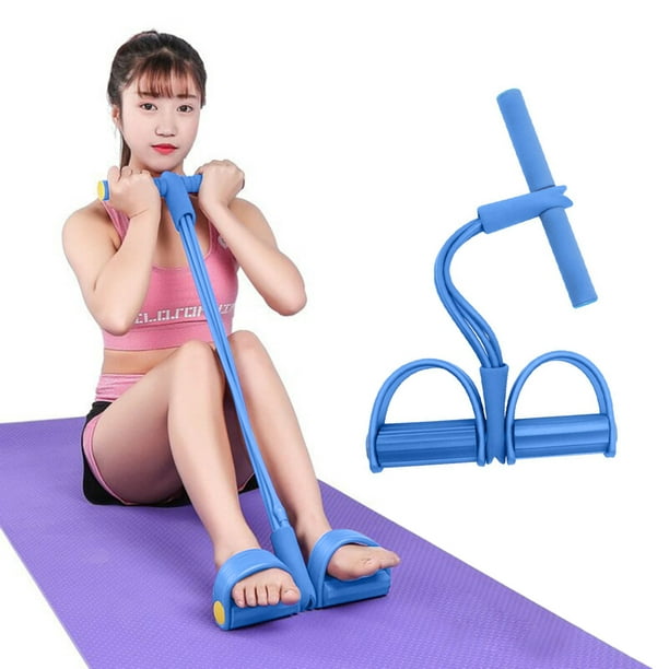 Leg Pedal Puller Resistance Band 4 Tube Tension Rope Fitness Home Workout Set 